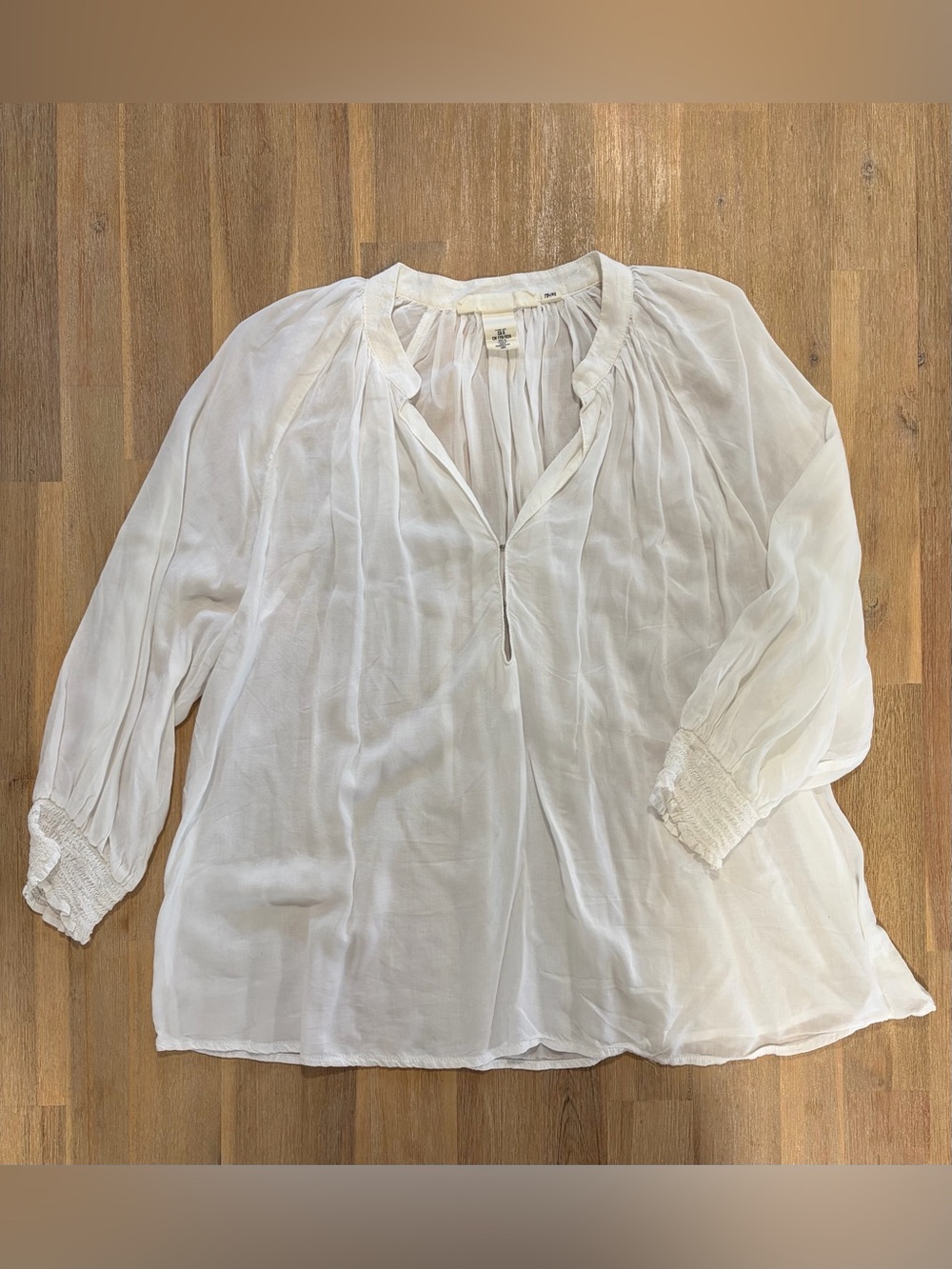 H&M Cream Sheer Peasant Blouse